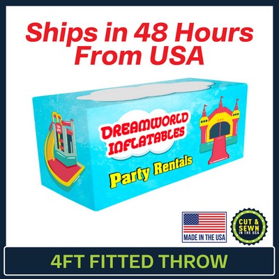 4' x 30"T x 29"H - 4 Sided Hemmed Fitted Table Throws - Dye Sublimation - Made in the USA