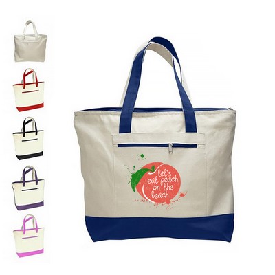 Cotton Canvas Zip Boat Tote Bag