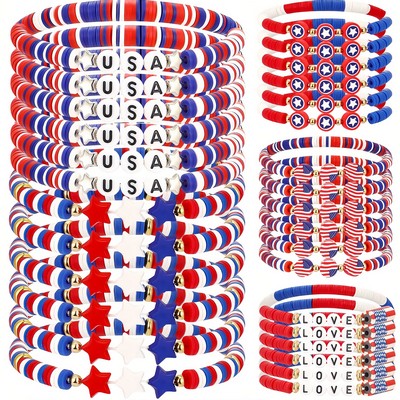 Handmade Polymer Clay Beaded Stretch Bracelets