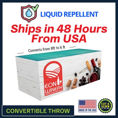 8'-6' x 30"T x 29"H Hemmed Convertible Liquid Repellent Table Throw-Full Color Print Dye Sublimation