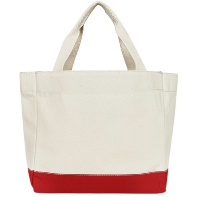 Blank Heavy Duty Elegant 16 oz Canvas Tote Bag | Everyday Beach Travel Red (13x12x5)