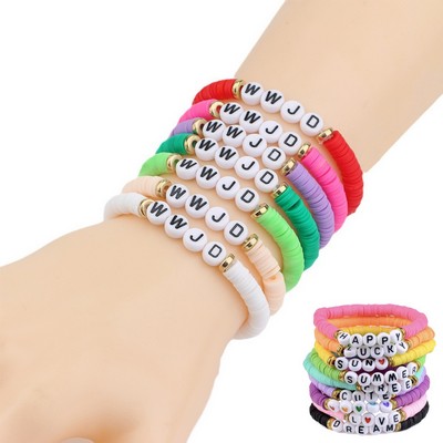 Soft Clay Letter Beaded Charm Friendship Bracelet