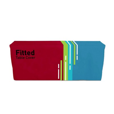 8' 4-Sided Fitted Tablecloth – Full-Color Dye Sublimation on 250GSM Tricot Fabric