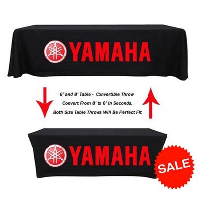 6' to 8' Convertible Custom Printed Table Throw w/Front Panel Print